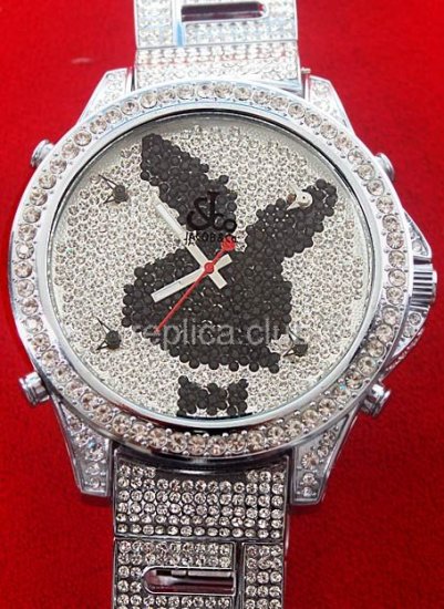 Jacob & Co Cinco Time Zone Playmate Full Size, Diamonds Steel Watch Replica braclet